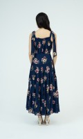 G-Navy Floral Maxi Woven Dress